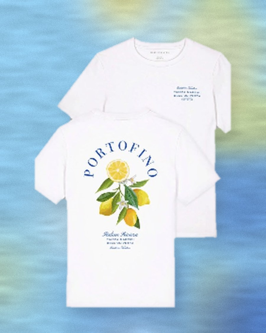 Portofino Limoni Tee on a painted background